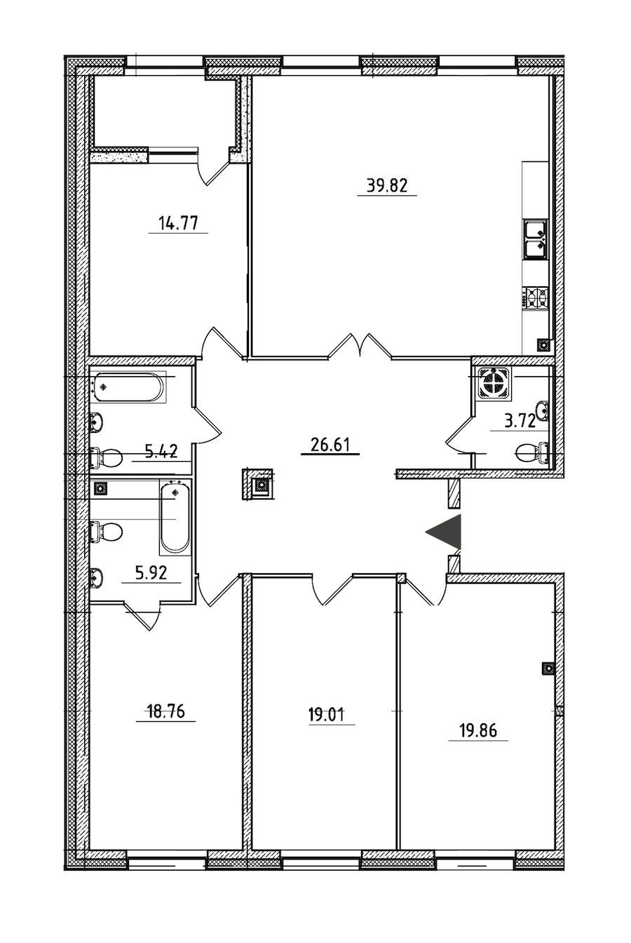 3-комнатная квартира 158.3 м², 2/9 эт., ЖК «Петровская Доминанта»